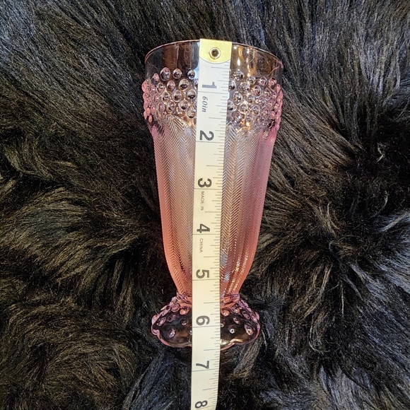 4 Vintage Gorham Emily's Attic Pink Hobnail Herringbone Highball Glasses - Picture 6 of 9